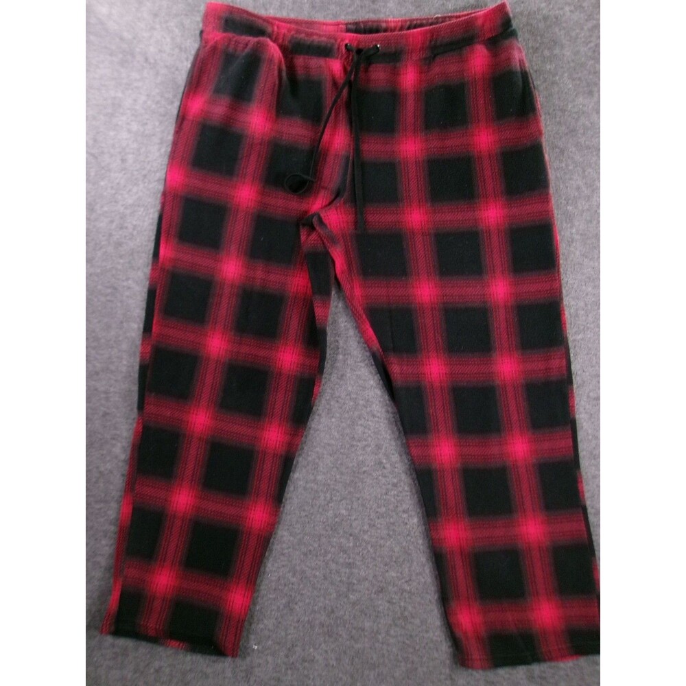 George Pajama Pants Mens XL Red Black Plaid Fleece Lounge Sleep Cozy